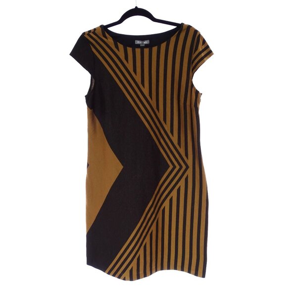 Roz & Ali Brown Black Geometric Print Soft Knit Shift Dress Size 12 Office‎ - Picture 1 of 6